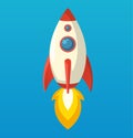 Flat isometric space symbol rocket ship icon