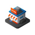 Flat isometric store logo, vector icon