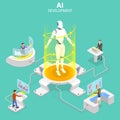 Flat isometric vector concept of AI development. Royalty Free Stock Photo