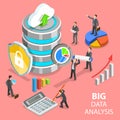 Big data analysis flat isometric vector concept. Royalty Free Stock Photo