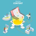 Flat isometric vector concept of content creating, copywriting, creative writing Royalty Free Stock Photo