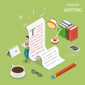Flat isometric vector concept of creative writing. Royalty Free Stock Photo