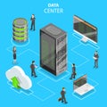Data center flat isometric vector concept. Royalty Free Stock Photo