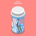 Flat Isometric Vector Concept of Drug Abuse and Addiction.
