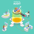 Flat isometric vector concept of financial audit service, tax examination report