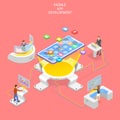 Flat isometric vector concept of mobile app development, programming. Royalty Free Stock Photo