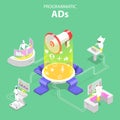 Flat isometric vector concept of programmatic advertising.