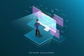 Software development flat isometric vector concept. Royalty Free Stock Photo
