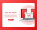 Flat isometric vector concept voting online, e-voting, election internet system. Vector illustration.