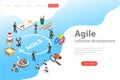 Flat isometric vector landing page of agile software development. Royalty Free Stock Photo