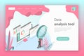 Flat isometric vector concept of website data analysis, web analytics. Royalty Free Stock Photo