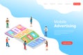 Flat isometric vector landing page template of mobile advertising. Royalty Free Stock Photo