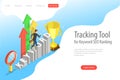 Flat isometric vector landing page template of tracking tool for keyword ranking Royalty Free Stock Photo