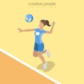 Flat isometric Volleyball Female Player vector