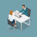 Flat isometric people at office 3d business