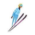 Flat Jumping Skier Royalty Free Stock Photo
