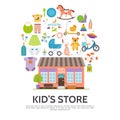 Flat Kids Store Concept Royalty Free Stock Photo