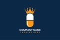 Flat king pill medicine logo template vector design illustration