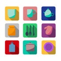 Flat kitchen and cooking icons Royalty Free Stock Photo
