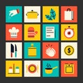 Flat kitchen and cooking icons Royalty Free Stock Photo