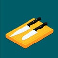 Flat knife with cutting board vector