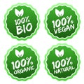 Flat label - 100% organic product and premium quality natural food. Eps10 Royalty Free Stock Photo