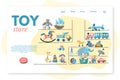 Flat landing page advertising toy store baby shop