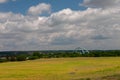 Summer sunny day. Flat landscape. Quiet clear weather.