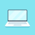 Flat laptop computer. Mobile pc device, business laptops for professional user or personal computers icon vector