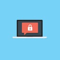 Flat laptop with lockpad icon. Computer security concept, personal access, user authorization Royalty Free Stock Photo