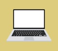 Flat Laptop vector illustration. Opened computer screen with keyboard. Mockup modern laptop with blank screen