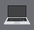 Flat Laptop vector illustration. Opened computer screen with keyboard. Mockup modern laptop with blank screen. Vector llustration