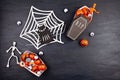 Flat lay of accessory decoration Halloween festival background
