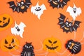 Flat lay of accessory decoration Happy Halloween festival background concept Royalty Free Stock Photo