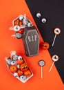 Flat lay of accessory decoration Happy Halloween festival background concept Royalty Free Stock Photo