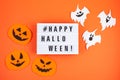 Flat lay of accessory decoration Happy Halloween festival background concept Royalty Free Stock Photo