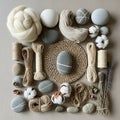 A flat lay arrangement featuring natural materials and textures Royalty Free Stock Photo