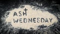 ASH WEDNESDAY word written on white sand Royalty Free Stock Photo