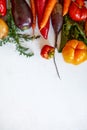 Flat lay of assortment of fresh vegetables, bio healthy, organic food Royalty Free Stock Photo