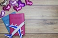 Flat-lay background for love couple traveling honeymoon concept for Valentine background.