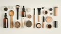 Flat lay of balanced beauty essentials Royalty Free Stock Photo