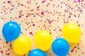 Flat lay with ballons - party concept - on beige background top-down copy space Royalty Free Stock Photo