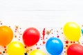 Flat lay with ballons - party concept - on white background top-down copy space Royalty Free Stock Photo