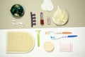 Flat lay - bathroom stuff Royalty Free Stock Photo