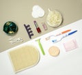 Flat lay - bathroom stuff Royalty Free Stock Photo