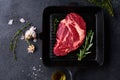 Flat lay Black Angus prime beef chuck roll steak Royalty Free Stock Photo