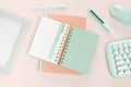 Flat lay book and stationery Royalty Free Stock Photo