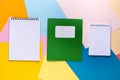 Flat lay of bright white sheets of paper notepads Royalty Free Stock Photo