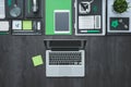 Flat lay business desktop Royalty Free Stock Photo