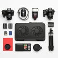 Components are neatly arranged, showcasing essential gear for Royalty Free Stock Photo